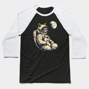 Moonlit Space Cat Baseball T-Shirt